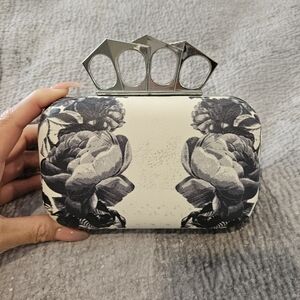 Bebe Floral Clutch with Silver Accents
